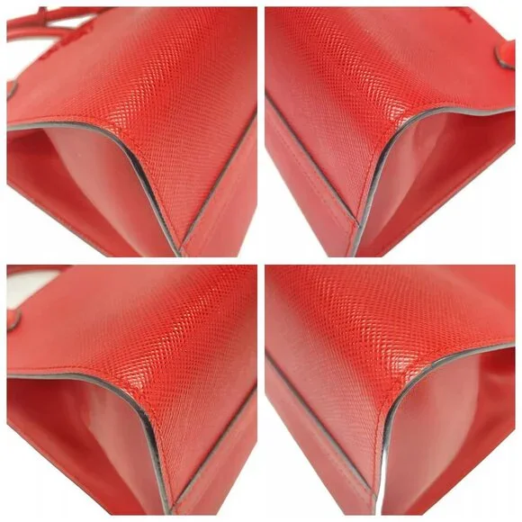100% Authentic PRADA Monochrome Bag Red Saffiano Leather Handbag - Picture 6 of 14